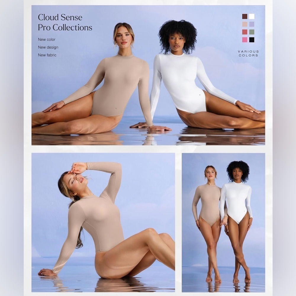 Popilush Shapewear Bodysuit Tummy Control Turtle Neck Seamless Long Sleeve Thong - Picture 2 of 7